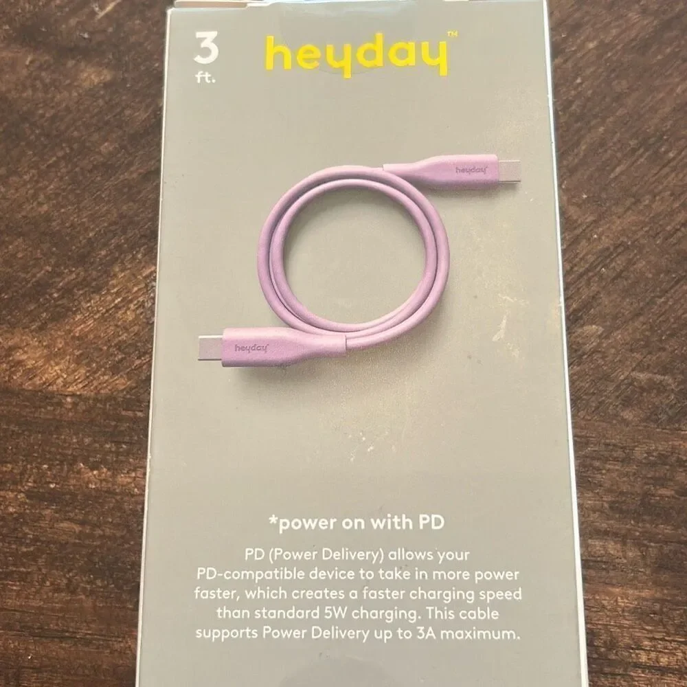 Heyday 3 Ft. Fast Charging Cable USB-C To USB-C PURPLE ~ NEW
